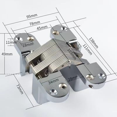 50lbs Capacity Invisible Mortise Fitting For 2 Holes 1-3/8